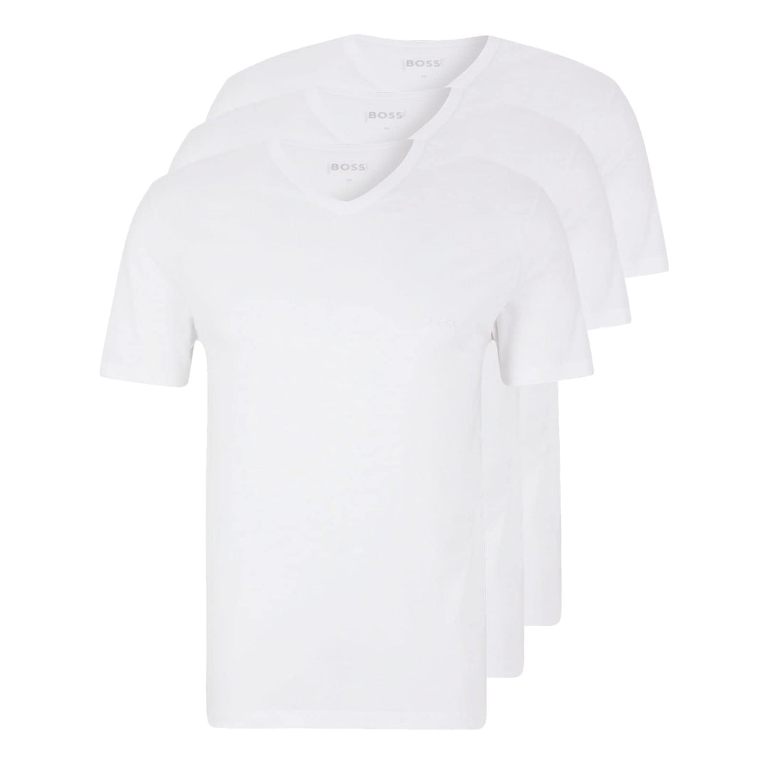 BOSS Herren Classic T-Shirts Kurzarm Shirts Pure Cotton V-Neck 3er Pack M White100, M White100