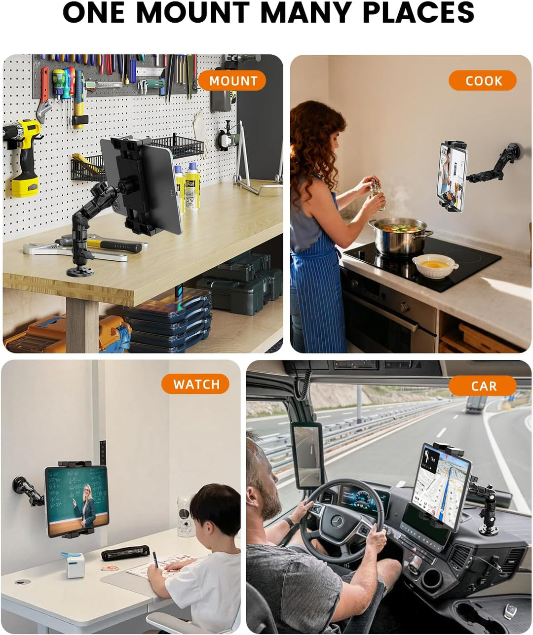 OHLPRO Tablet Halterung LKW Armaturenbrett - Heavy Duty Bohrsockel iPad Halter Auto & Wohnmobil, 360