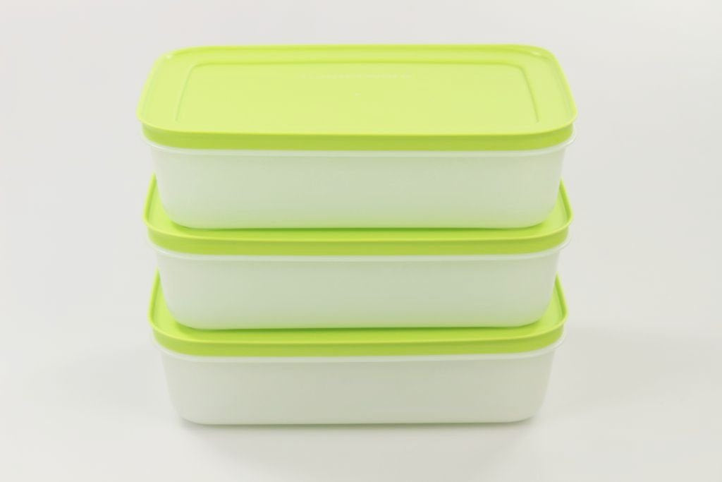 TUPPERWARE Gefrier-Behälter (3) Eis-Kristall Eiskristall 1,0 L grün-weiss flach 29739