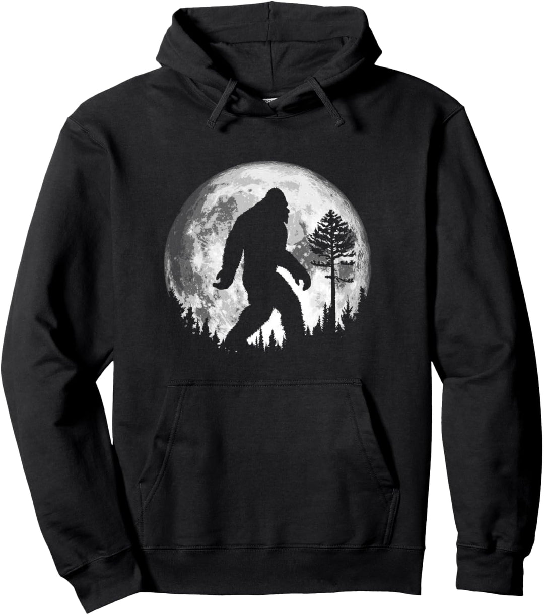 Bigfoot Night Stroll! Cool Full Moon & Pine Tree Sasquatch Pullover Hoodie