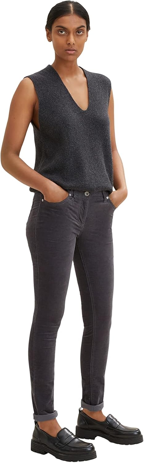 TOM TAILOR Damen Alexa Slim Samthose 32W / 30L 15417 - Evident Anthracite, 32W / 30L 15417 - Evident