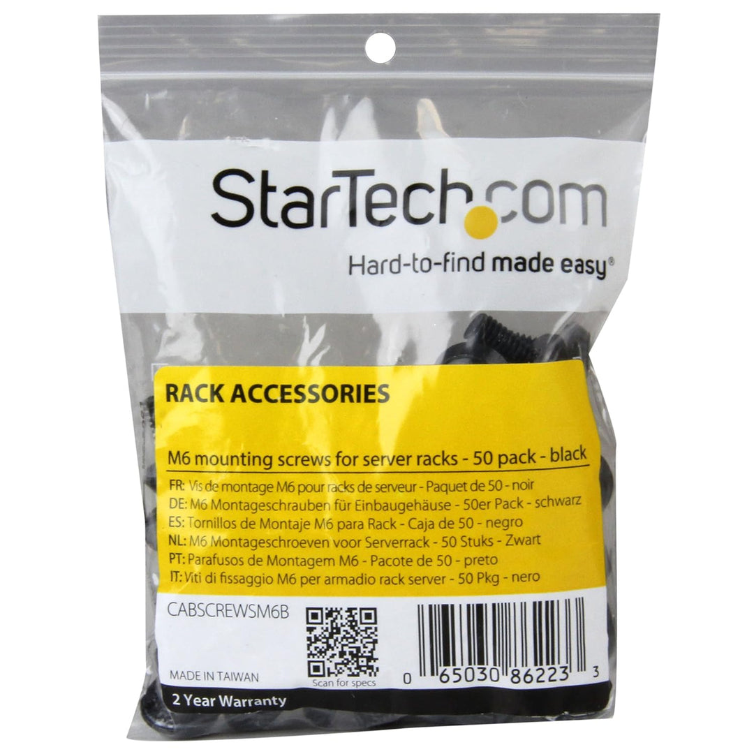 StarTech.com M6 x 12mm - Montageschrauben - 50er Pack - M6 Schrauben für Server Rack und Serverschra