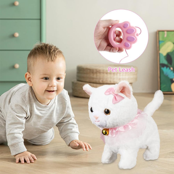 Interaktives Haustier Katze, Spielzeug Katze für Kinder, Interaktives Plüschtier Katze mit Gehen, Be