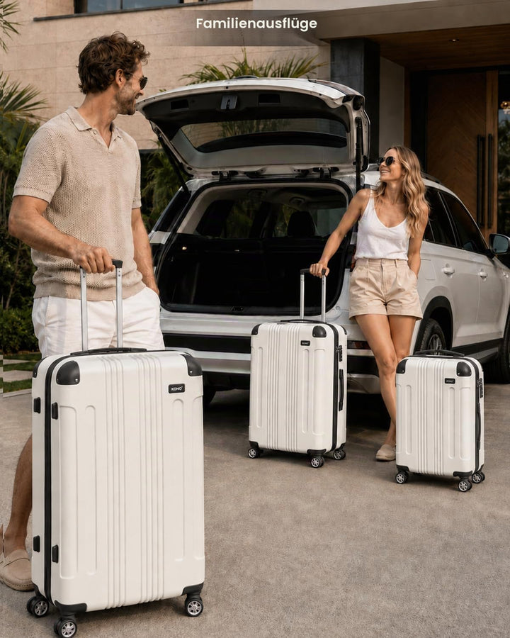 Kono Leichter Koffer Hartschale ABS Gepäck mit 4 Spinnrollen Beige Koffer XL, Beige Koffer XL