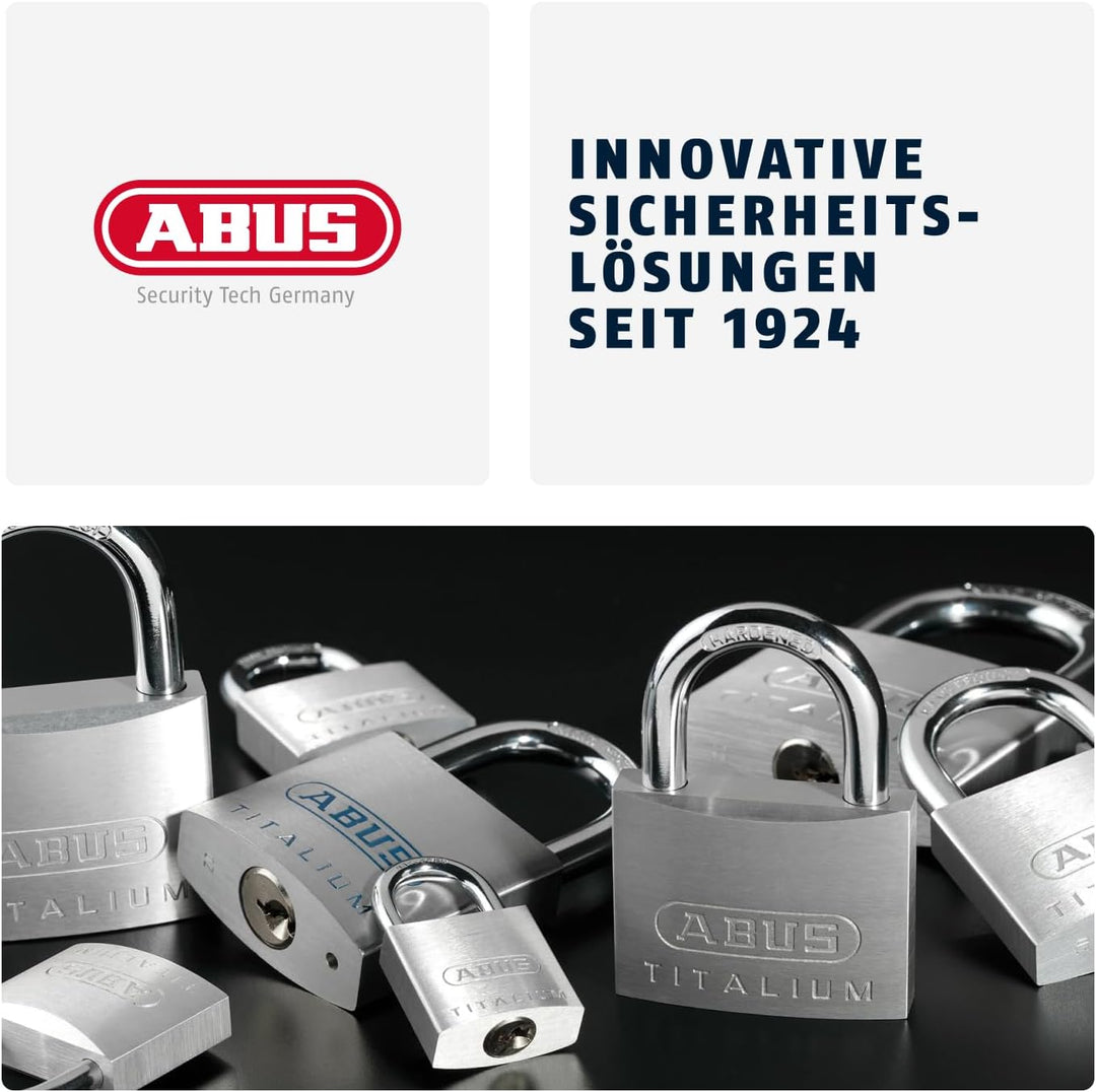 ABUS Vorhängeschloss Messing 65/40 - 4er Set, gleichschliessend - Kellerschloss, Spindschloss u. v.
