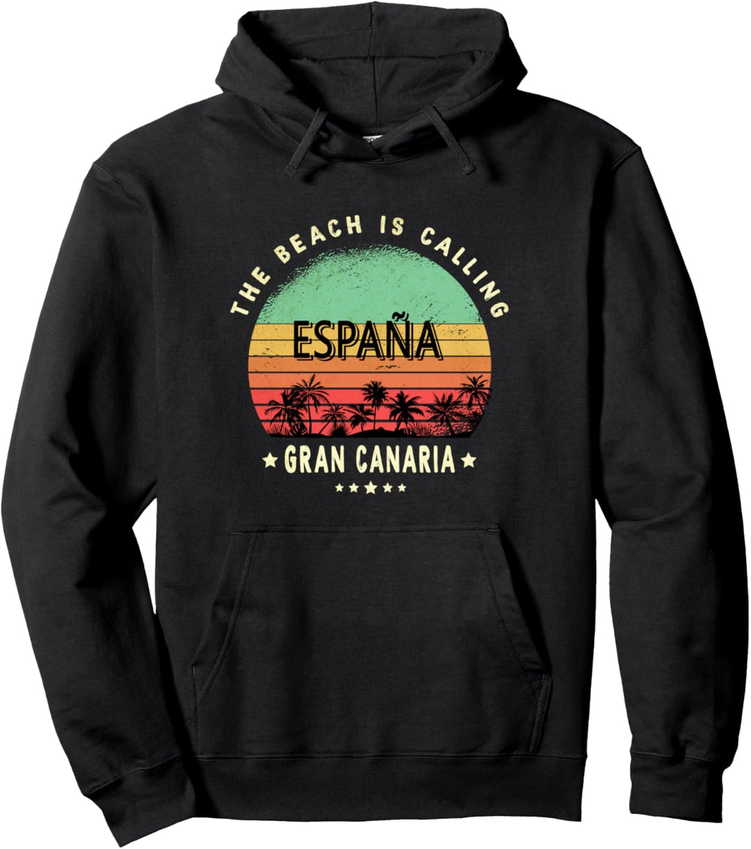 Gran Canaria Spanien Vintage Urlaub Palmen Kanaren Souvenir Pullover Hoodie