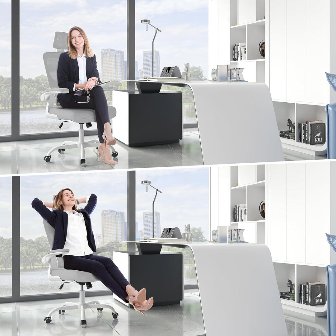 naspaluro Bürostuhl Ergonomischer, Schreibtischstuhl mit Verstellbarer Kopfstütze, Armlehnen, Dynami