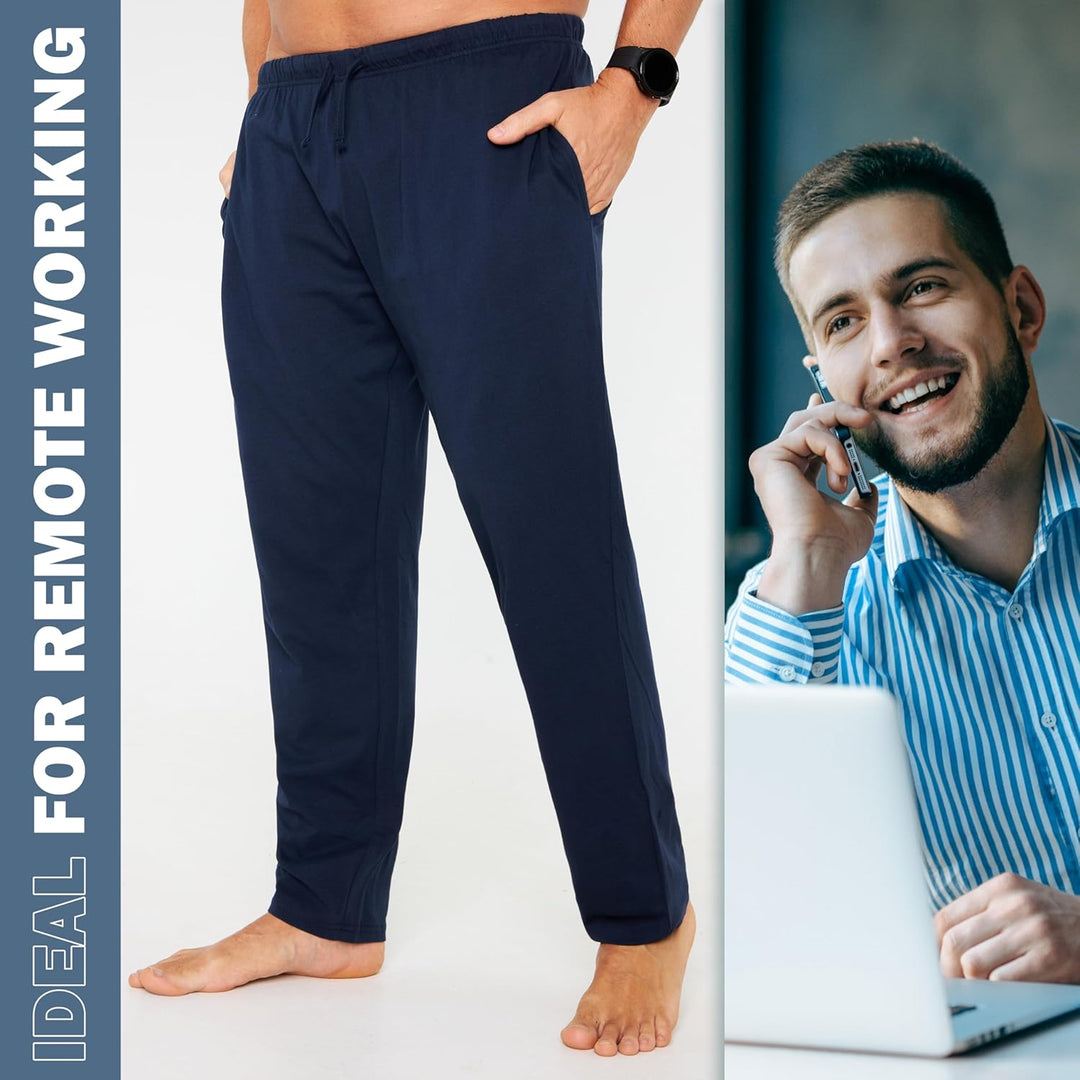 CityComfort Herren Schlafanzughose Lang mit Seitentaschen & elastischem Bund, 2er Pack M Bund mit Ko