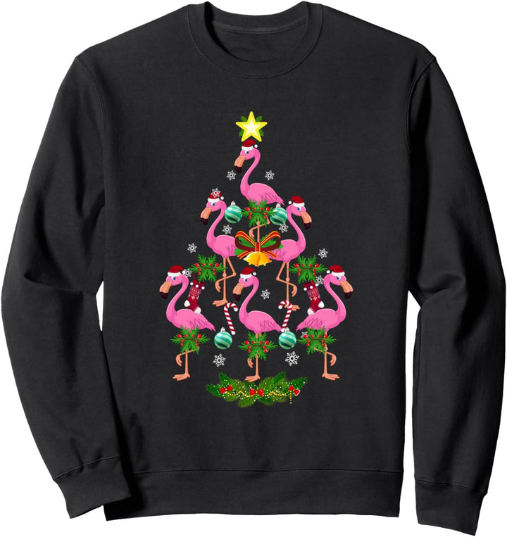 Weihnachten lustige Flamingos Weihnachtsbaum Sweatshirt