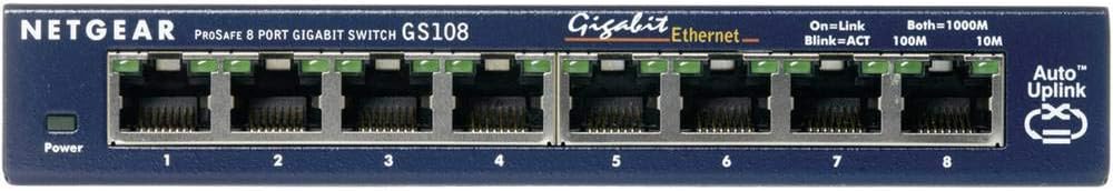NETGEAR GS108GE LAN Switch 8 Port Netzwerk Switch (Plug-and-Play Gigabit Switch LAN Splitter, LAN Ve