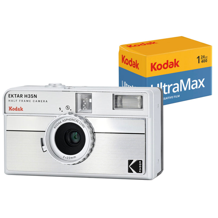 KODAK EKTAR H35N Halbformat-Filmkamera-Set mit Kodak Ultramax 400/24EXP 35 mm Rollfilm (gestreift, S