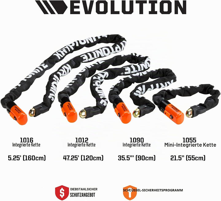 Kryptonite 792 Kabelschloss Evolution series 4 Integrated Chain 1055 mini, 3500319, Schwarz Single,