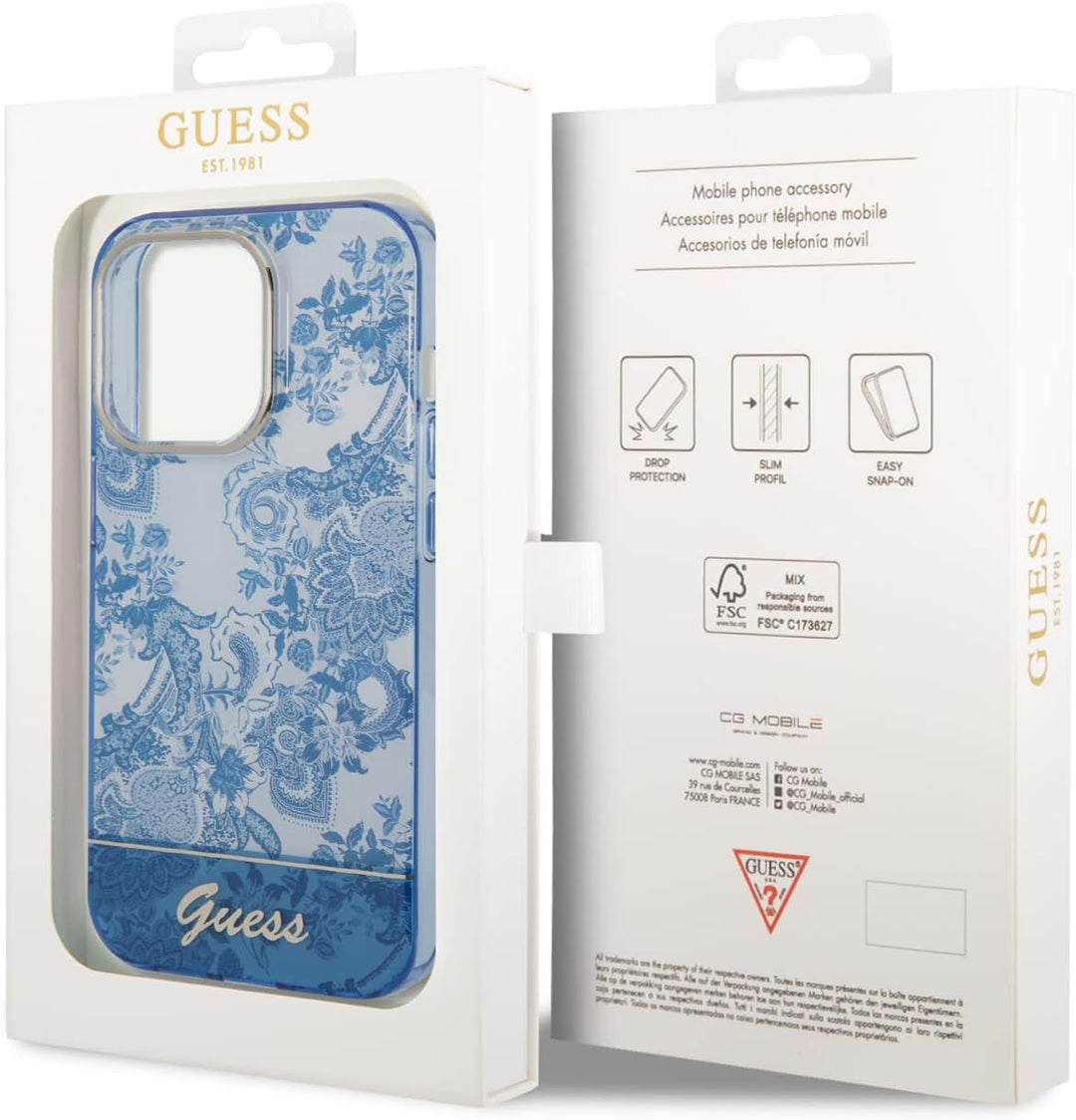 Guess GUHCP14XHGPLHB hülle für iPhone 14 Pro Max 6, 7" blau/Blue hardcase Porcelain Collection, schw
