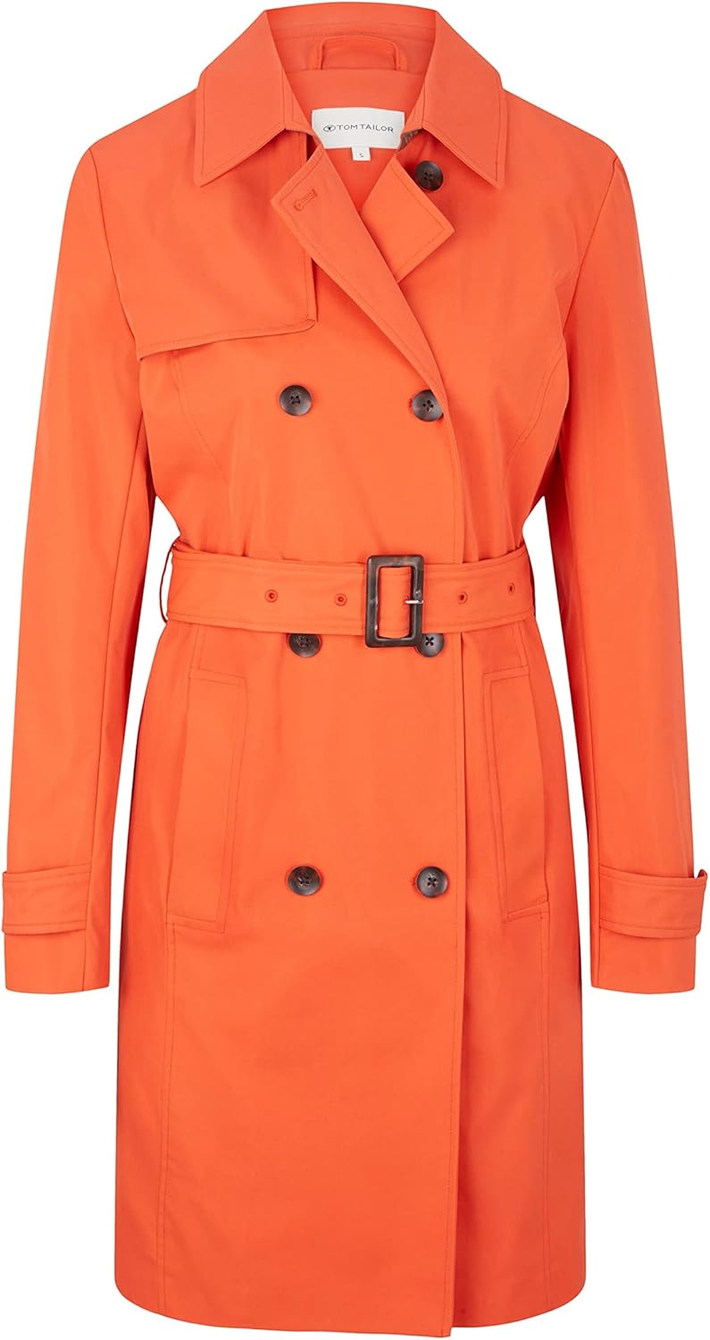 TOM TAILOR Damen Basic Trenchcoat mit Gürtel, 15612 - Fever Red