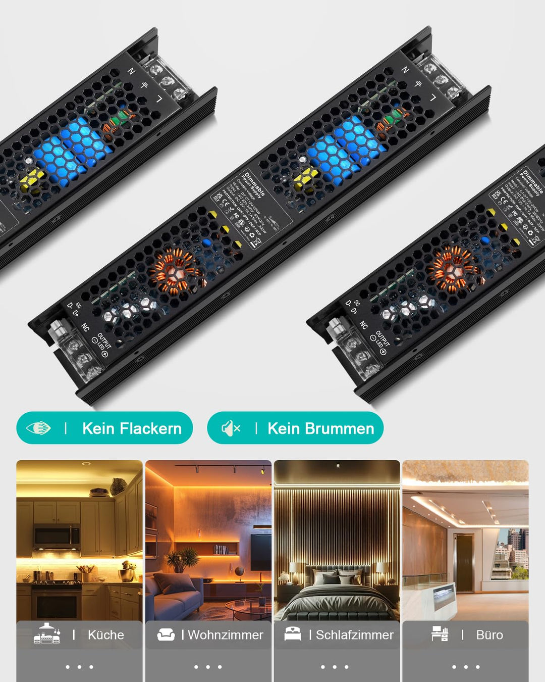 REYLAX LED Trafo 12V 200W Dimmbar, Netzteil 12V 16.7A Dimmbar TRIAC &amp; 0/1-10V, Konstantspannungs LED
