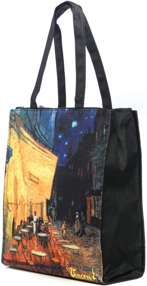 LUCKYWEATHER Shopper Einkaufstasche Twin Double Bag Damen Motiv Vincent van Gogh CAFÉTERASSE AM ABEN
