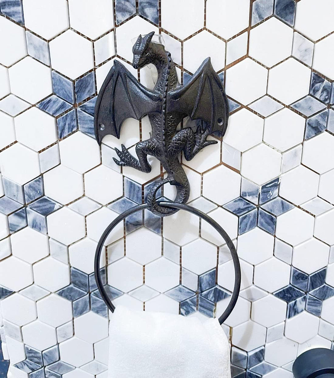 Gothic Dragon Toilettenpapierhalter und Handtuchring-Set, Wandmontage, dekoratives Badezimmerzubehör