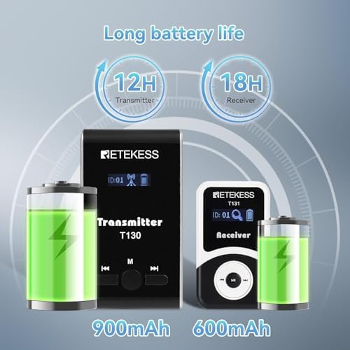 Retekess T130-T131 Kabelloses Tour Guide System,99 Kanäle, PLL-Technologie, 12H, Übersetzer Dolmetsc