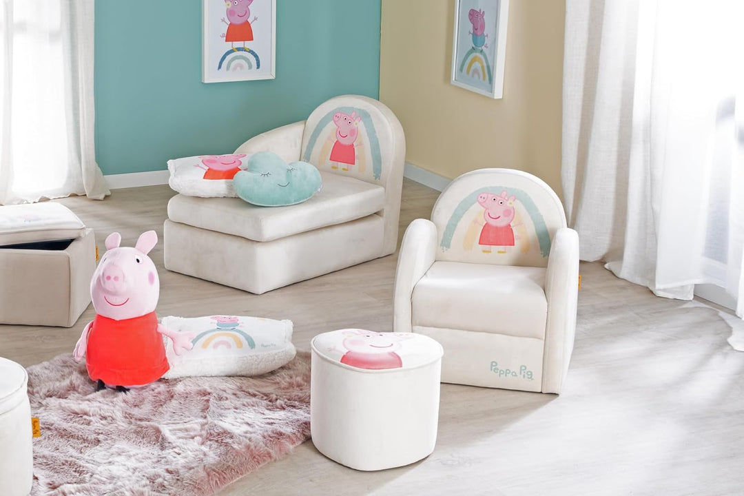 roba Kindersessel im Peppa Pig Design - Sessel mit Armlehne für Jungen &amp; Mädchen ab 18 Monaten - Bel