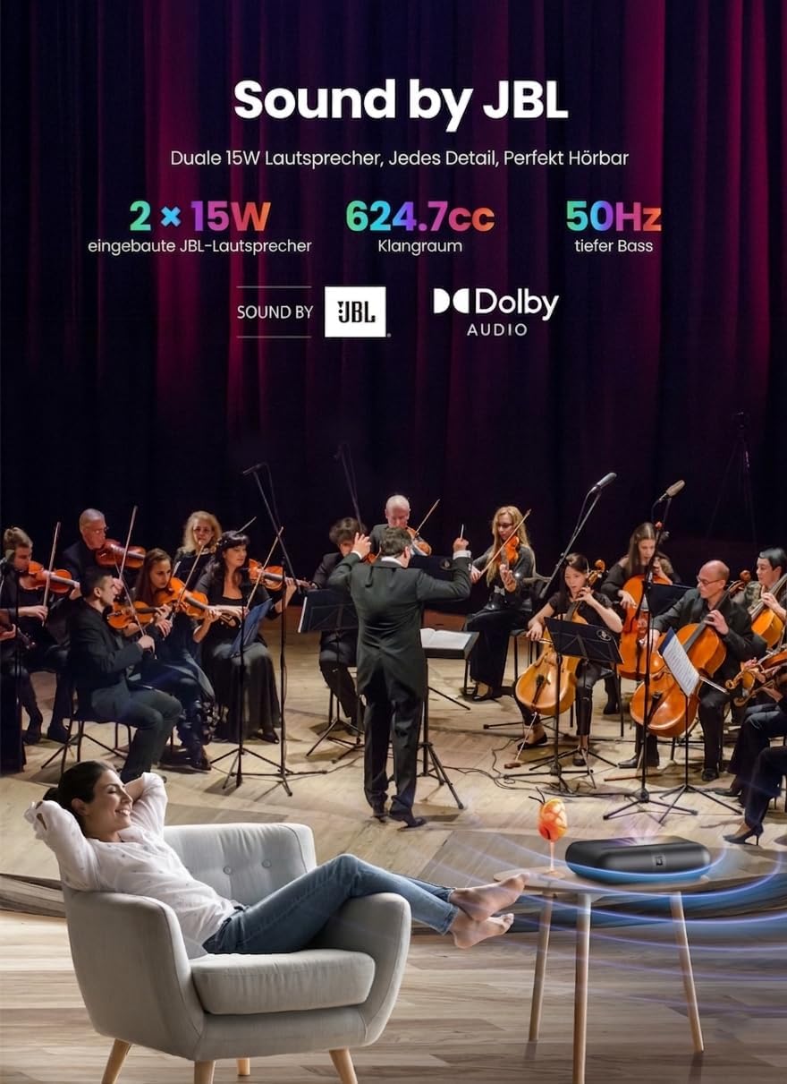 Yaber K300s Ultra-Kurzdistanz-Beamer: 4K-Unterstützung, Triple-Laser DLP Heimkino Projektor – 100" B