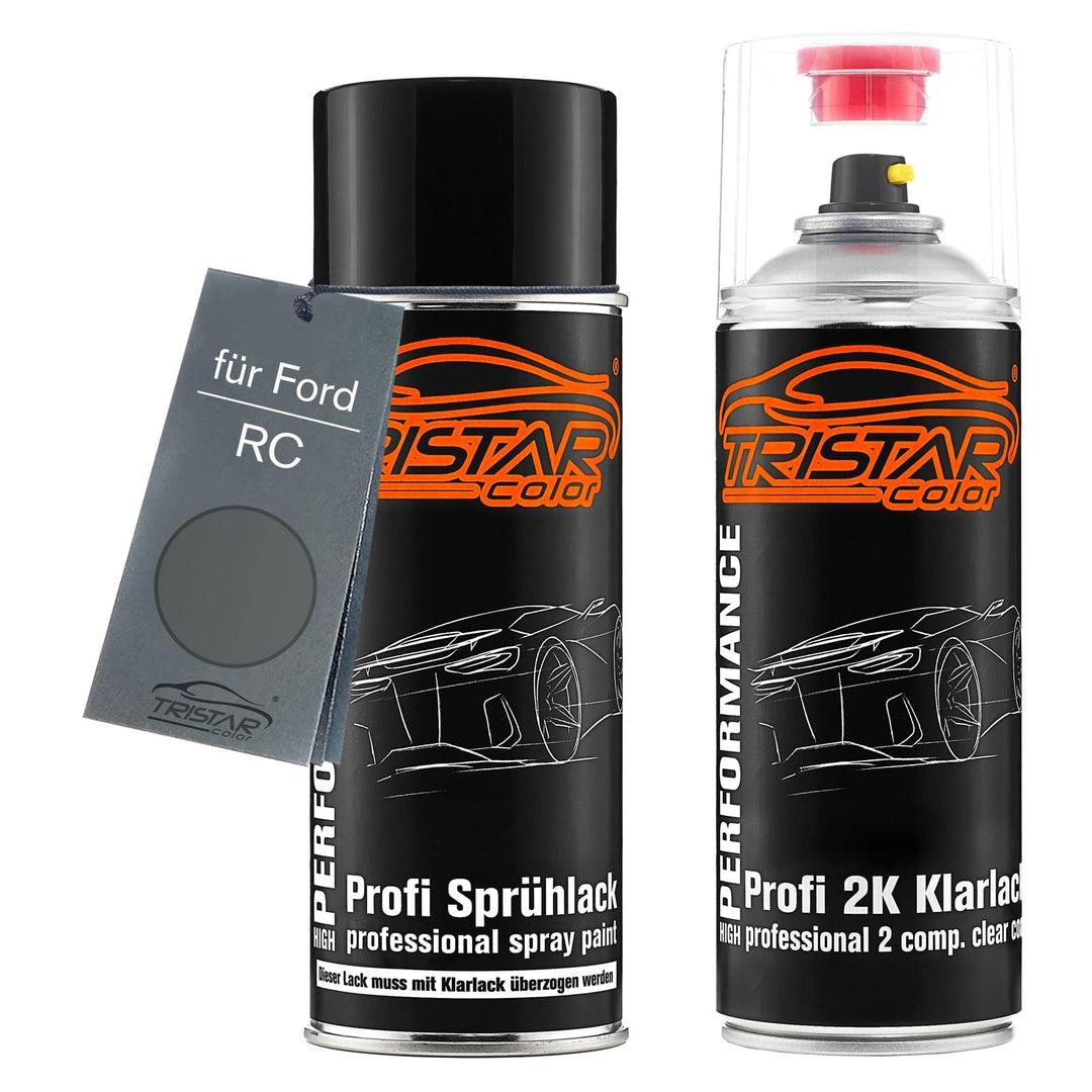 TRISTARcolor Autolack 2K Spraydosen Set für Ford RC Medium Platinum Metallic Basislack 2 Komponenten