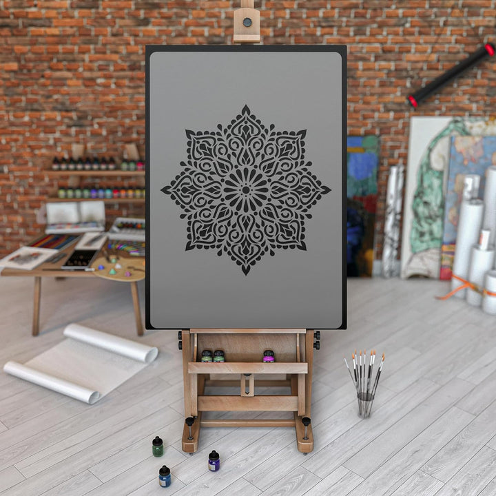 Wiederverwendbare Wandschablone aus Kunststoff // Quadratisches Mandala // Muster Schablone Vorlage