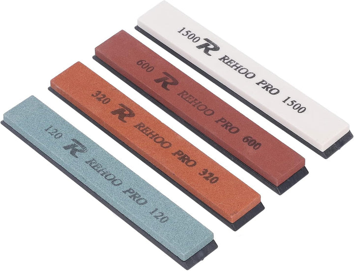 Schleifstein-Set, 4-seitiger Schleifstein, Körnung 120, 320, 600, 1500, Messerschärfstein, Schleifst