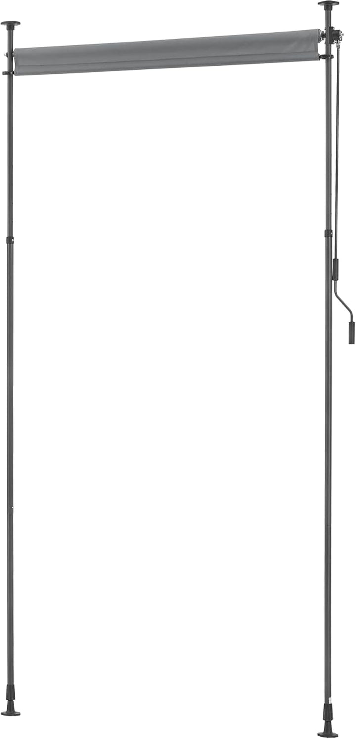 pro.tec Aussenrollo Cimarra 120 x 270 cm Balkonrollo Senkrechtmarkise mit Handkurbel Sichtschutz wit