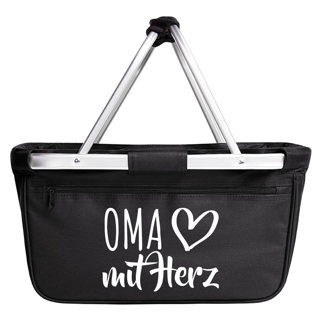 Huuraa Einkaufskorb Oma mit Herz 20 Liter Black faltbarer Tragekorb Geschenkidee