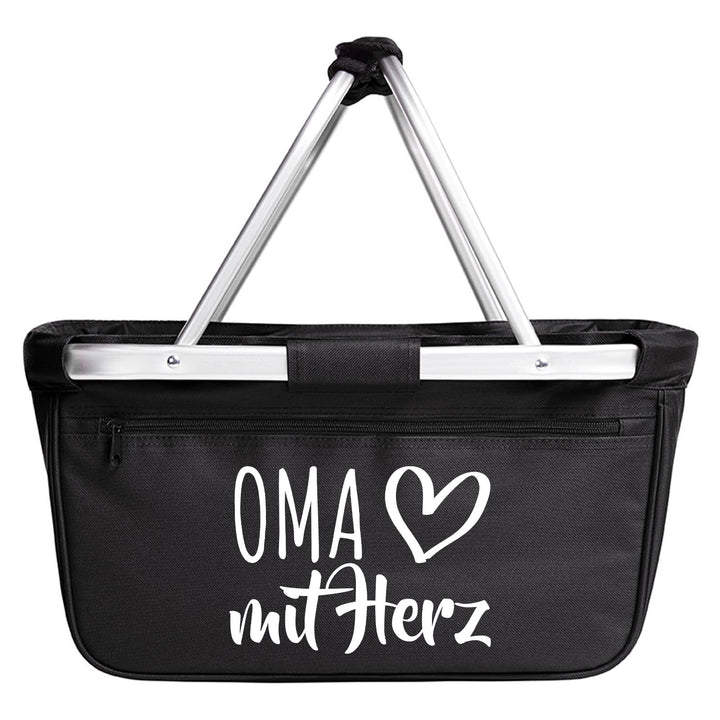 Huuraa Einkaufskorb Oma mit Herz 20 Liter Black faltbarer Tragekorb Geschenkidee