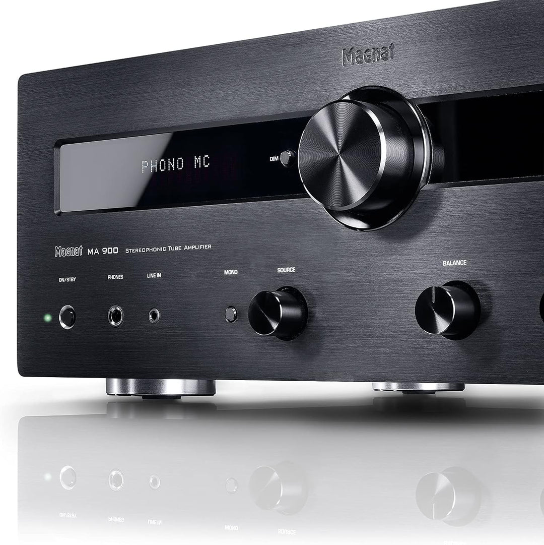 Magnat MA 900, robuster Stereo Hybrid-Verstärker mit hochwertiger Aluminium-Front und hoher Ausgangs