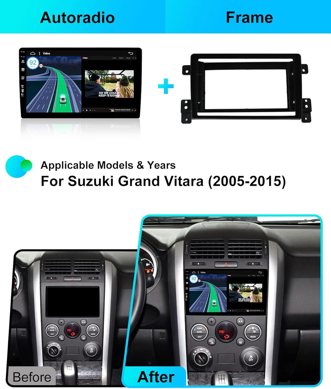 JOYX - [6G+128G] - Android 15 IPS Autoradio Passt für Suzuki Grand Vitara (2005-2015) - Kabellos Car
