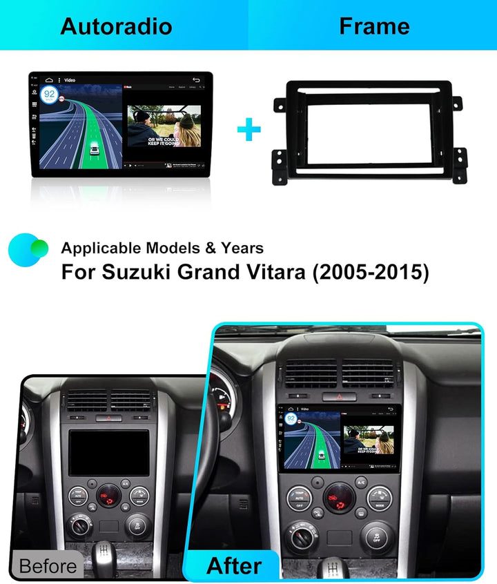 JOYX - [6G+128G] - Android 15 IPS Autoradio Passt für Suzuki Grand Vitara (2005-2015) - Kabellos Car