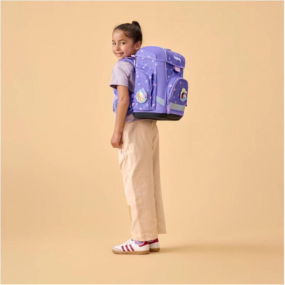 ergobag cubo Light Set ergonomischer Schulranzen, extra leicht, Set 5-teilig, 860 g Ponybäradies - L