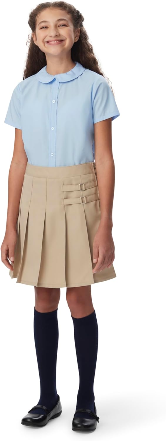French Toast Big Girls' Two-Tab Pleated Scooter, Grey, 14