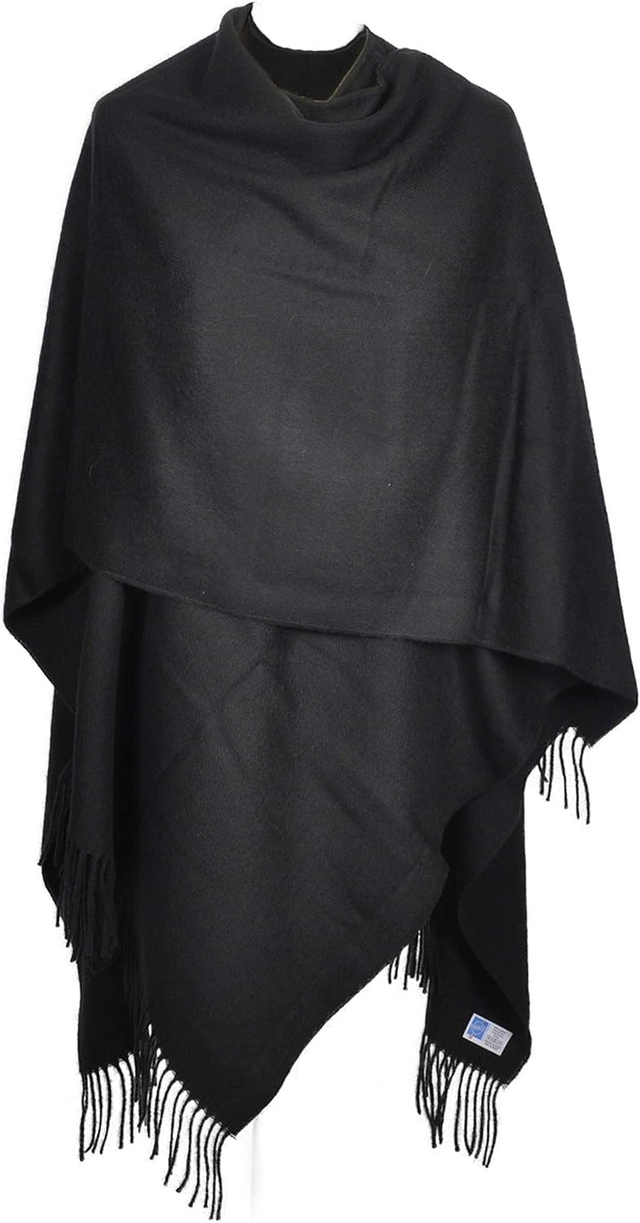 Toutacoo, Grosser Poncho mit Fransen - Damen - 01-schwarz, 01-schwarz