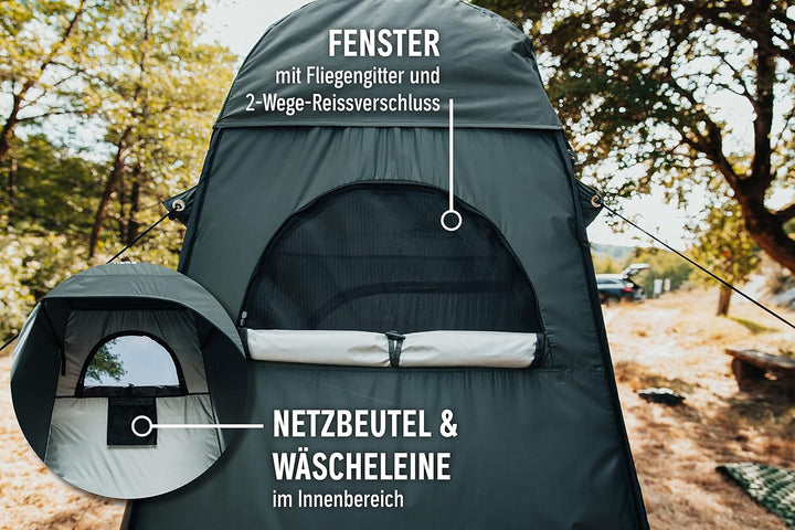 WANDERFALKE® XL Pop Up Duschzelt 210cm hoch, Umkleidezelt, Toilettenzelt, Duschkabine 120x120x210cm