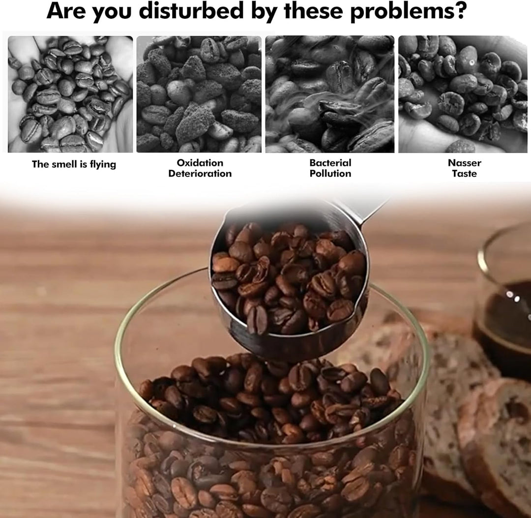 PRITOK Kaffeedose Luftdicht: 1700ml Kaffeedose mit Auslassventil und Datumsanzeige, Vakuum Kaffee Do