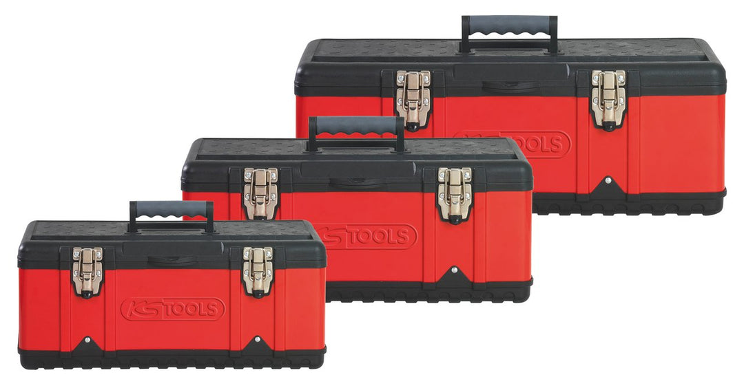KS TOOLS Kunststoff-Stahlblech-Werkzeugkisten-Satz, 3-tlg