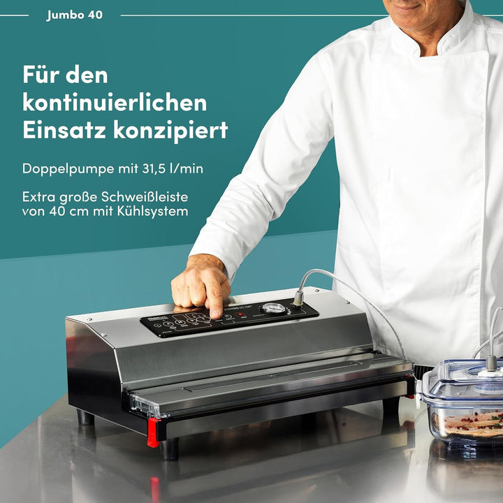 Magic Vac, Jumbo 40, Heavy Duty Lebensmittel-Vakuummaschine aus Edelstahl, Ideal für Vakuumbeutel un
