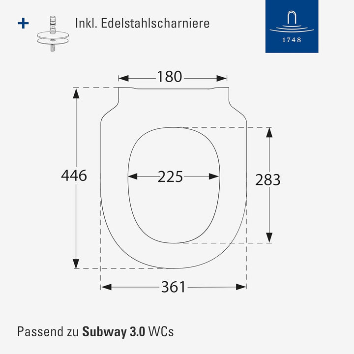 Villeroy & Boch Subway 3.0 WC-Sitz, Toilettendeckel mit Absenkautomatik, abnehmbarer Toilettensitz a