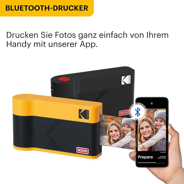 KODAK Mini 2 ERA 4PASS Mobiler Fotodrucker (5,3x8,6cm) (Gelb, Fotodrucker + 8 Blatts) Mini 2 Fotodru