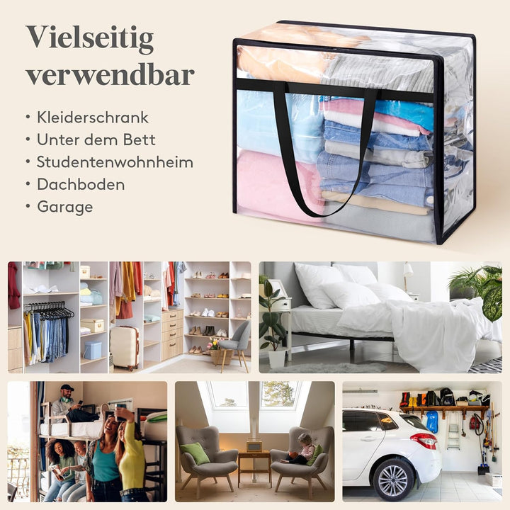 Lifewit 4 Stück Transparente Plastik Aufbewahrungstasche, 40L Kleiderschrank Organizer Aufbewahrungs