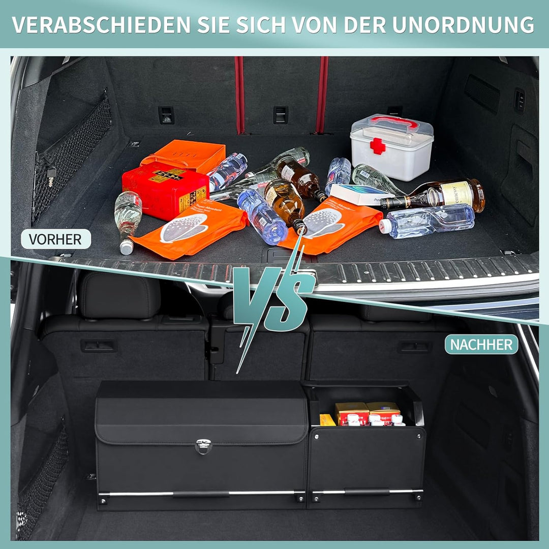 Auto Kofferraum Organizer mit Deckel – 2-in-1 Modulares XXL-Aufbewahrungsbox, Multifunktionaler Koff