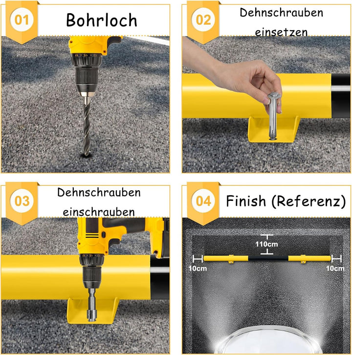 NAIZY Radstopper 1er Metall Parkstopper Parkplatzbegrenzung 180x8x9cm Parkplatzmarkierung mit Dehnsc