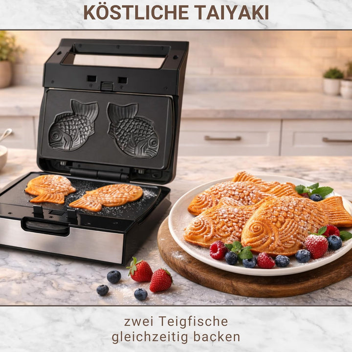 Syntrox Germany Taiyaki Fish Maker MM-1400W mit herausnehmbaren Backplatten