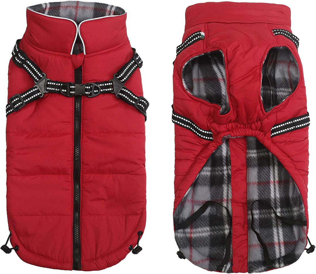 Pethiy -Super Warm Hunde wintermäntel mit Geschirr, Hundejacke mit Innenfleece, Wasserdichte Kleine