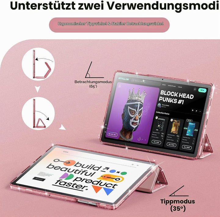 INFILAND Hülle für Samsung Galaxy Tab A11+/A9+11 Zoll (2023/2025),Glitzernde Schutzhülle mit funkeln
