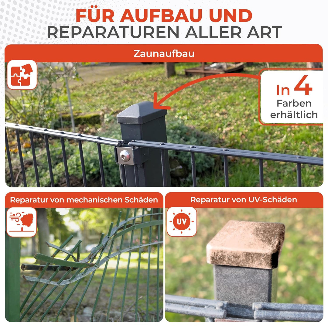 30x Zaunkappen Kunststoff 40x60mm mit Runddach | Pfostenkappen für Doppelstabmattenzaun | Abdeckkapp