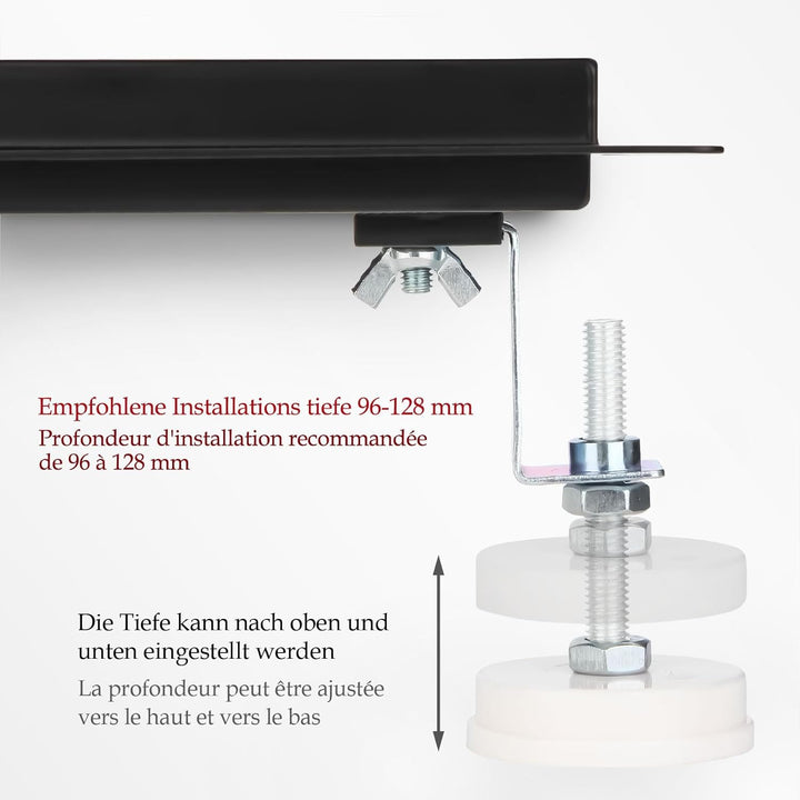 Duschrinne 40 cm Komplettset Schwarz, Edelstahl Ablaufrinne, Extra flache befliesbare Duschrinne mit